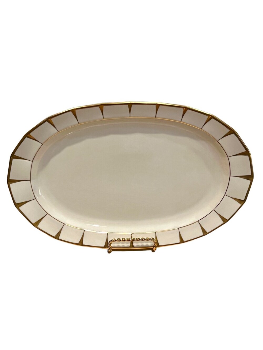 Vtg German Forstenberg Grecque Athena Gold Oval Platter 13”
